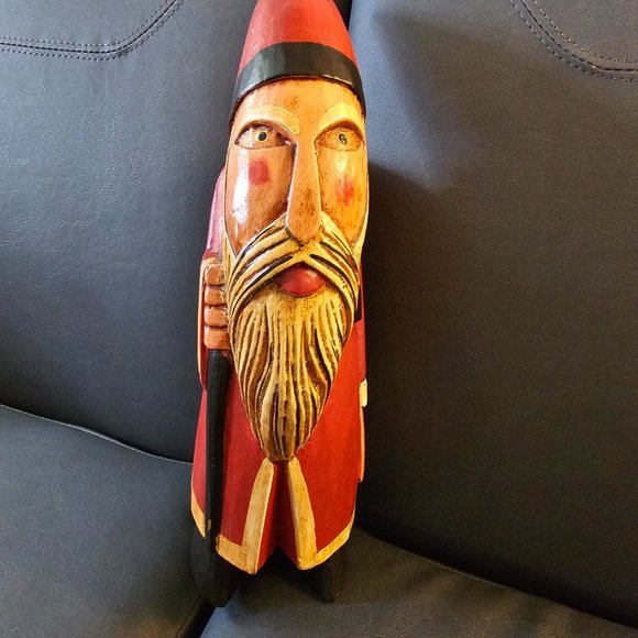 Vintage Old Carved Wood Painted Folk Art Tales Elf Santa Claus Denmark Germany - Picture 8 of 16